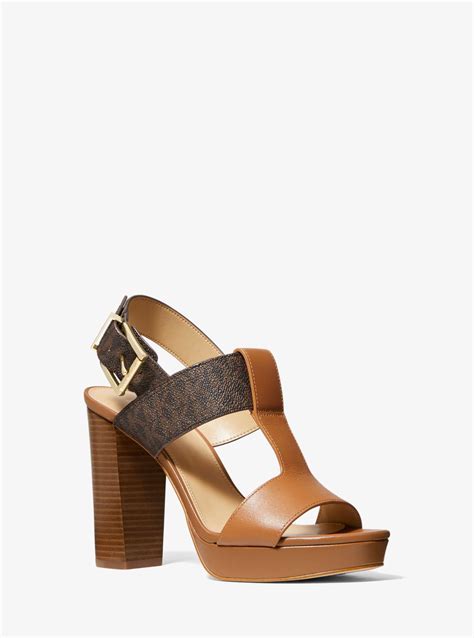 michael kors becker|Becker Logo and Leather Platform Sandal .